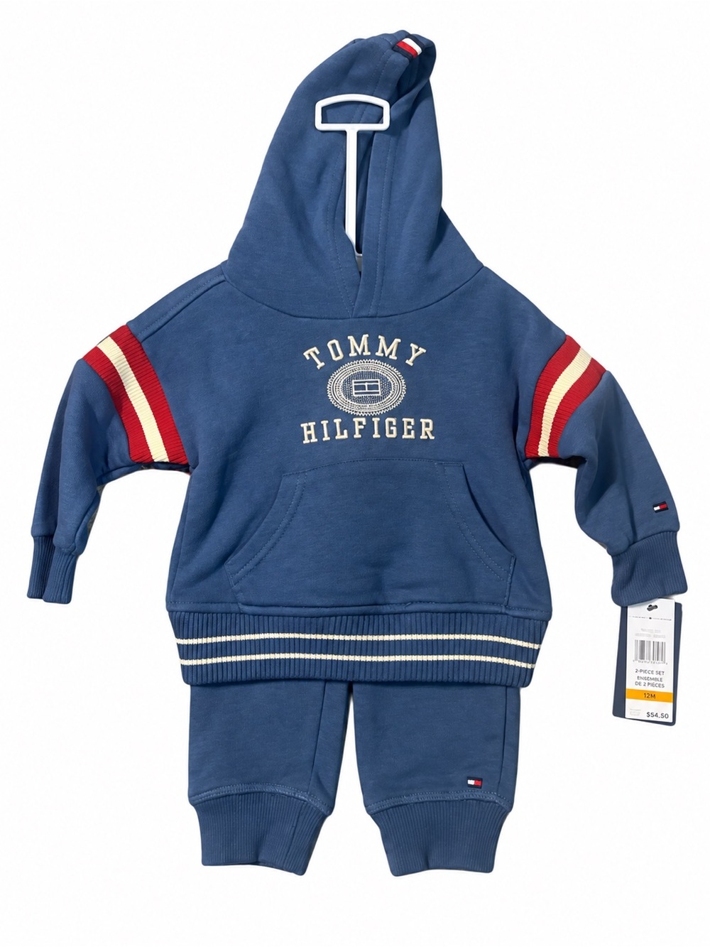 Tommy Hilfiger Navy Blue Hooded Sweatshirt & Joggers Set Size 12 M - Picture 1 of 4